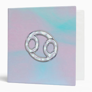 Mother of Pearl Style Cancer Symbol Astrology Binder