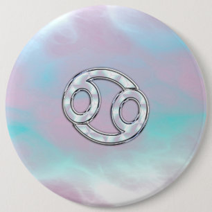 Mother of Pearl Style Cancer Zodiac 6 Inch Round Button