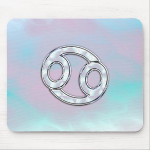 Mother of Pearl Style Cancer Zodiac Sign Decor Mouse Pad