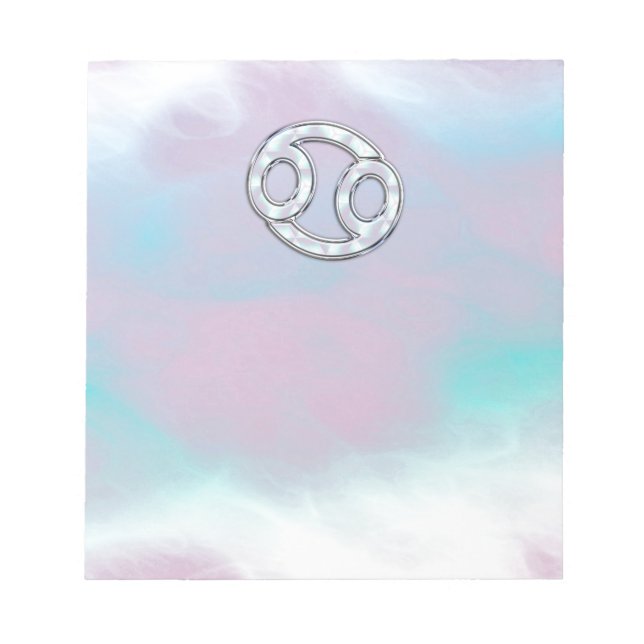 Mother of Pearl Style Cancer Zodiac Sign Decor Notepad (Front)