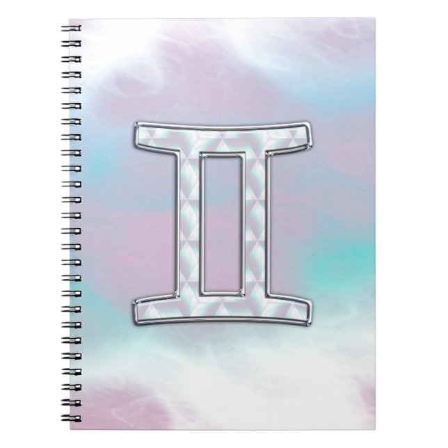 Mother of Pearl Style Gemini Sign Notebook (Front)