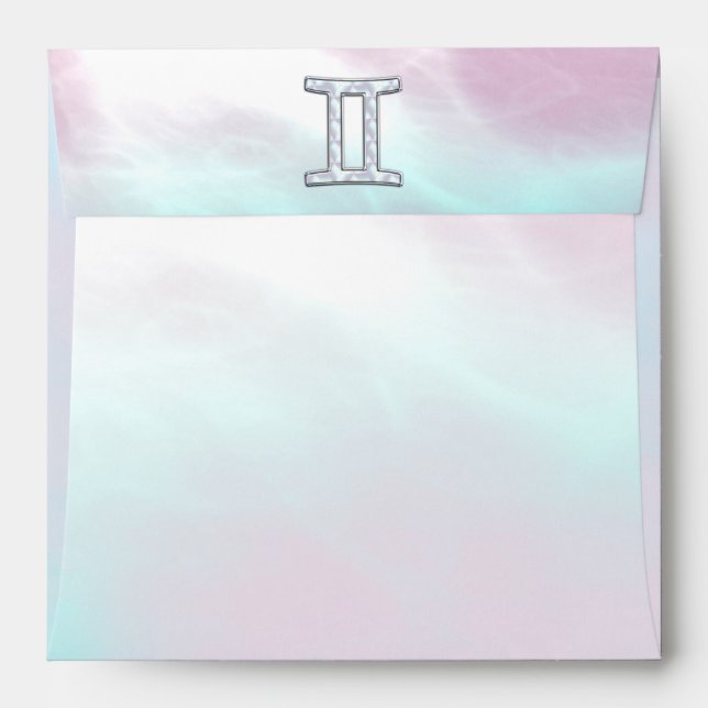 Mother of Pearl Style Gemini Zodiac Symbol Envelope (Back (Top Flap))