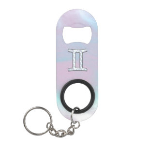 Mother of Pearl Style Gemini Zodiac Symbol Mini Bottle Opener