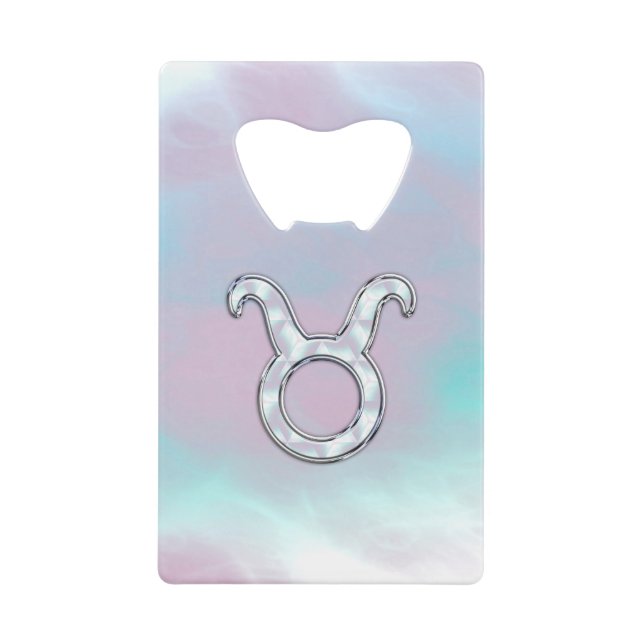 Mother of Pearl Style Taurus Zodiac Horoscope Wallet Bottle Opener (Front)