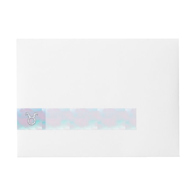 Mother of Pearl Style Taurus Zodiac Horoscope Wraparound Address Label (Front)