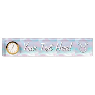 Mother of Pearl Taurus Zodiac Astrology Nameplate