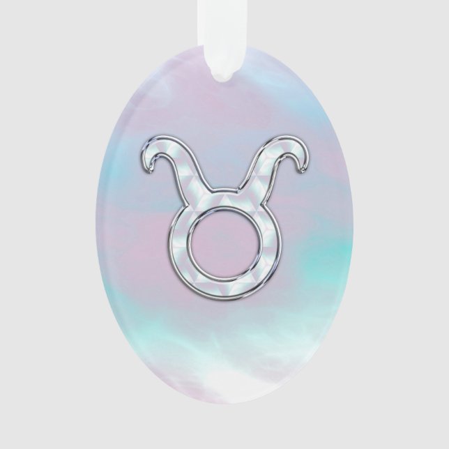 Mother of Pearl Taurus Zodiac Astrology Ornament (Front)