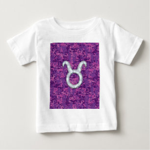 Mother of Pearl Taurus Zodiac Sign on Digital Camo Baby T-Shirt