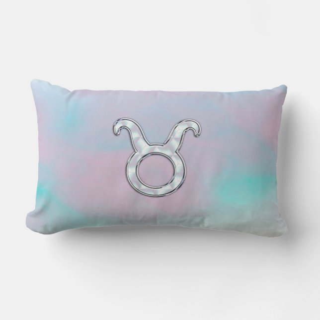 Mother of Pearl Taurus Zodiac Symbol Lumbar Pillow (Front)
