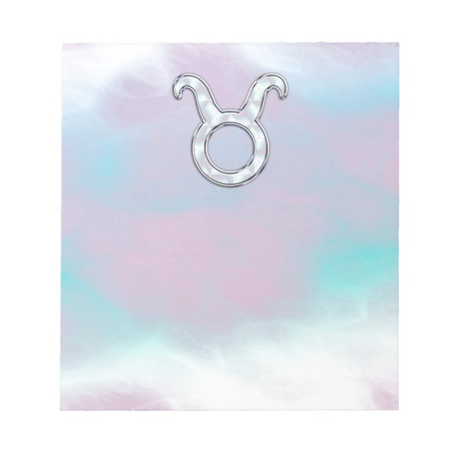 Mother of Pearl Taurus Zodiac Symbol Notepad (Front)
