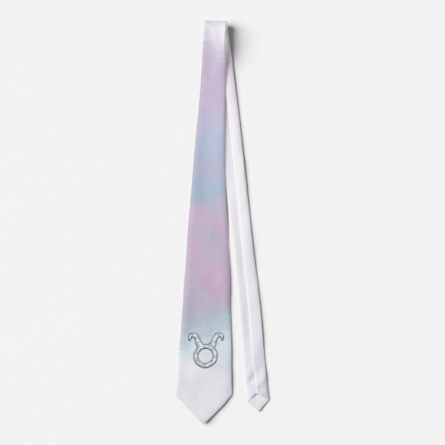 Mother of Pearl Taurus Zodiac Symbol Tie (Front)