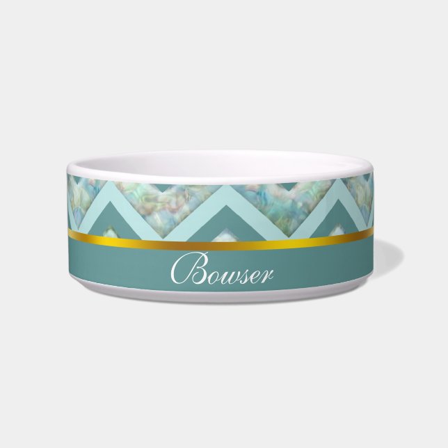 Mother of Pearl Teal ZigZag Bowl (Front)