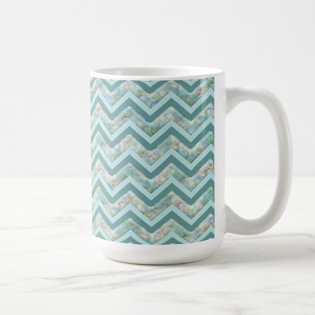 Mother of Pearl Teal ZigZag Coffee Mug (Right)