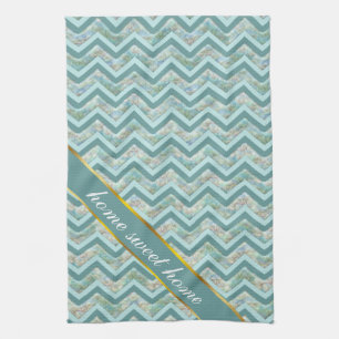 Mother of Pearl Teal ZigZag Kitchen Towel