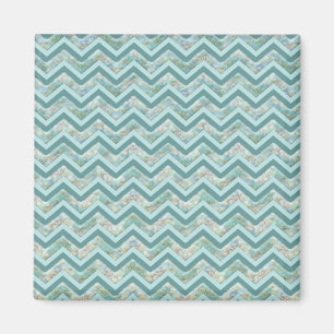 Mother of Pearl Teal ZigZag Magnet