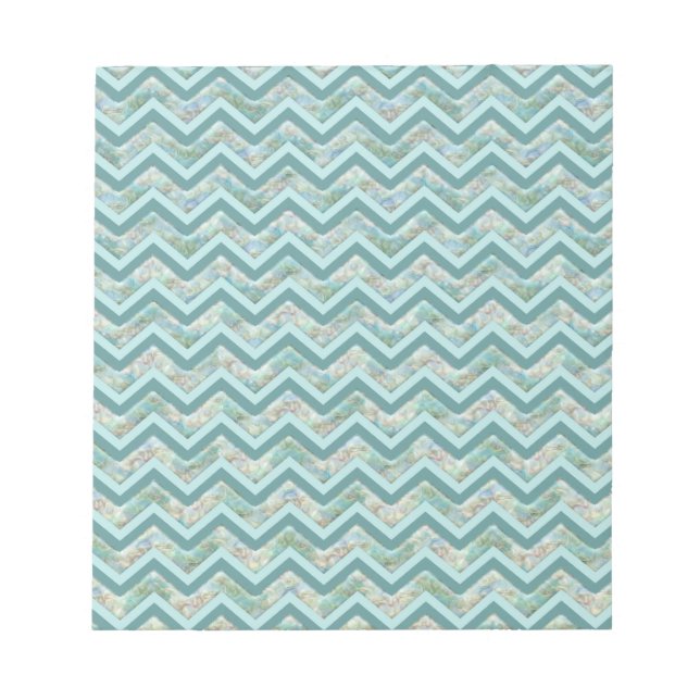 Mother of Pearl Teal ZigZag Notepad (Front)