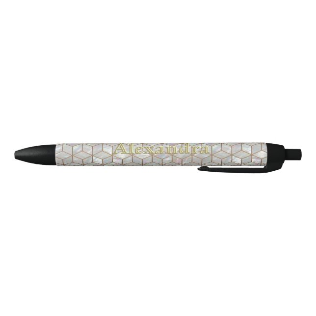 Mother Of Pearl Tiles Black Ink Pen (Bottom)