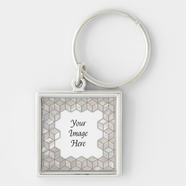 Mother Of Pearl Tiles Frame Square Keychain (Front)