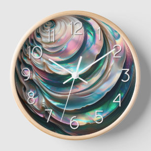 Mother of Pearl with Large Numbers Clock