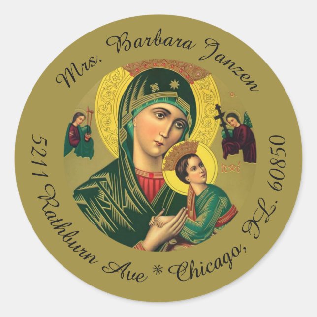 Mother of Perpetual Help Religious Address Labels (Front)