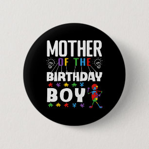 Mother Of The Birthday Boy Autism Awareness Puzzle 2 Inch Round Button