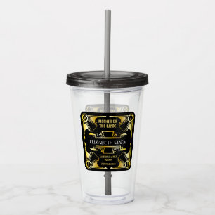 Mother of the Bride Art Deco Wedding Gold & Black Acrylic Tumbler