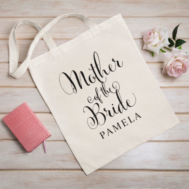 Mother of the Bride Black Personalized Wedding Tote Bag (Creator Uploaded)