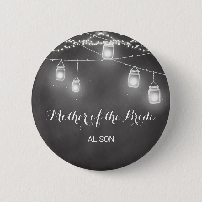 Mother of The Bride Black White Button (Front)