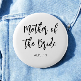 Mother of the Bride Black White Wedding Button