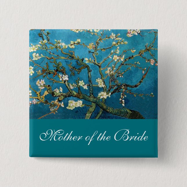 Mother of the bride Blossoming Almond tree 2 Inch Square Button (Front)