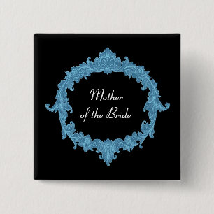 MOTHER OF THE BRIDE Blue Black Vintage V13 2 Inch Square Button