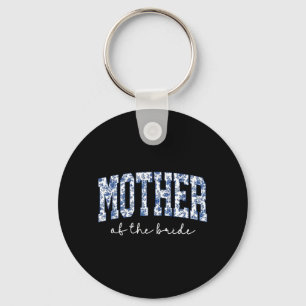Mother of The Bride Blue Floral Toile Matching Keychain