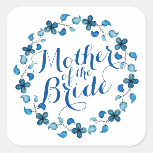Mother of the Bride Blue Floral Wedding Sticker