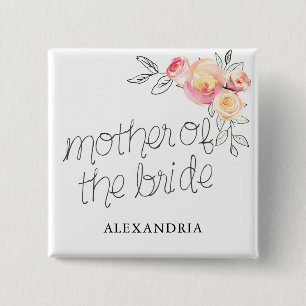 Mother of the Bride Bridal Shower 2 Inch Square Button