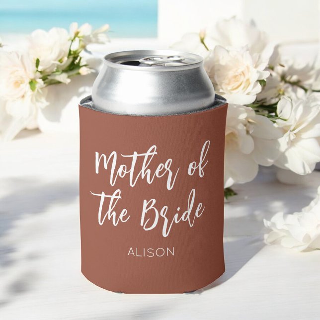 Mother of the Bride Brown Terracotta Wedding  Can Cooler (Creator Uploaded)