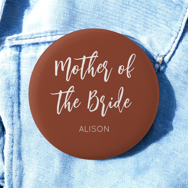 Mother of the Bride Brown White Wedding 2 Inch Round Button (Creator Uploaded)