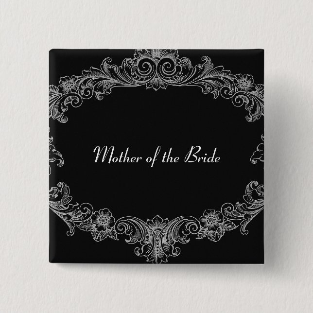 MOTHER OF THE BRIDE Button Black Vintage V04 (Front)