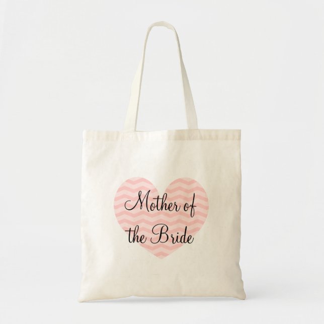 Mother of the bride chevron heart wedding tote bag (Front)
