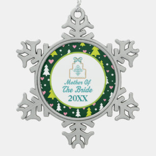 Mother of the Bride Christmas Wedding Gift Snowflake Pewter Christmas Ornament