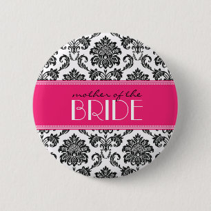 Mother Of The Bride Damask Button in Fuchsia