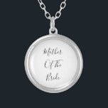 Mother Of The Bride Elegant Classy Gift 2023 Silver Plated Necklace<br><div class="desc">'Mother Of The Bride' printed in beautiful and elegant text,  this is perfect gift or party favour for the mother of the bride. You may personalize by changing the text as you wish.</div>