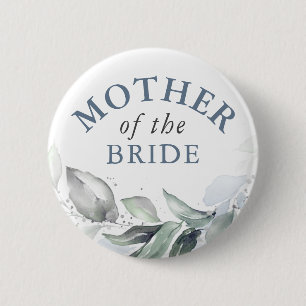 Mother of the Bride - Elegant Greenery Gold Leaves 2 Inch Round Button