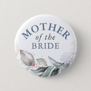 Mother of the Bride - Elegant Greenery Leaves 2 Inch Round Button