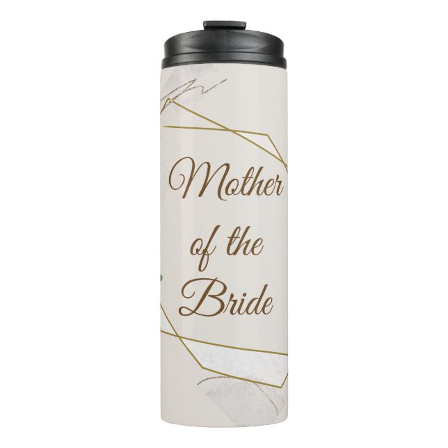 Mother Of The Bride Elegant Leaves Gold Lines Thermal Tumbler (Front)