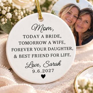 Mother of the Bride Elegant Photo Wedding Mom Ceramic Ornament