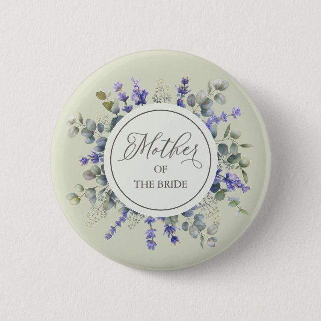 Mother Of The Bride Eucalyptus Framed 2 Inch Round Button (Front)