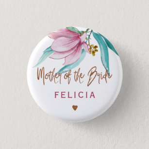 Mother of the bride floral copper bridal shower 1 inch round button