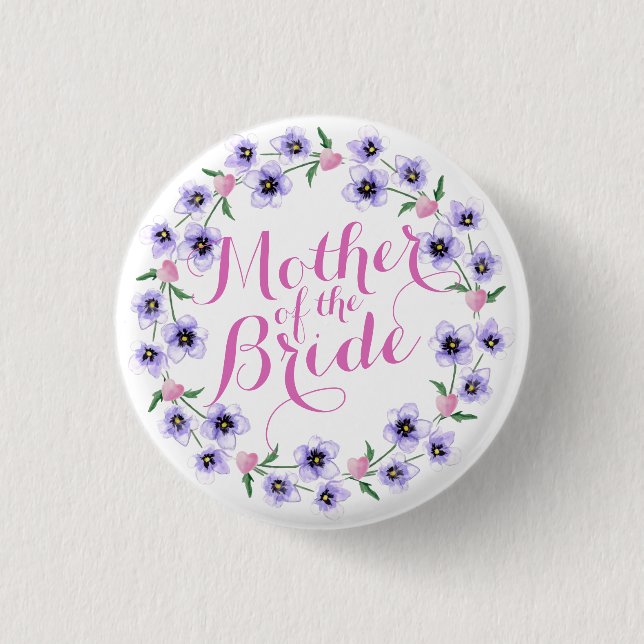 Mother of the Bride Floral Wedding Button (Front)
