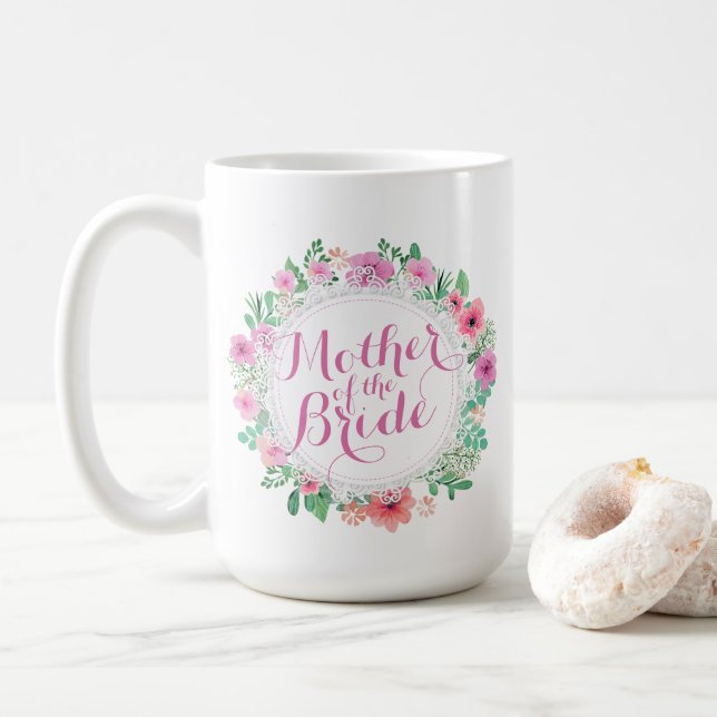 Mother of the Bride Floral Wedding Classic Mug (With Donut)