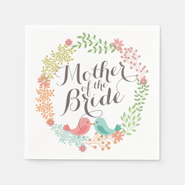 Mother of the Bride Floral Wreath Wedding Napkin (Front)